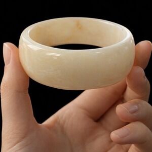 Bangle Marbled Honey Carmel Resin Chunky Bracelet Wide Statement Lucite